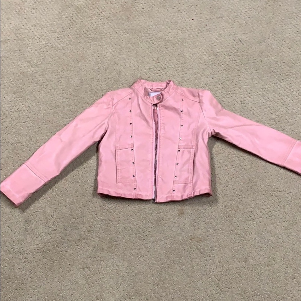 Pink spring leather jacket.
